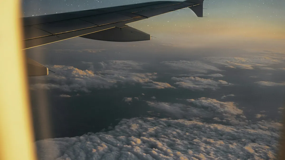 Sunset seen through an aircraft window